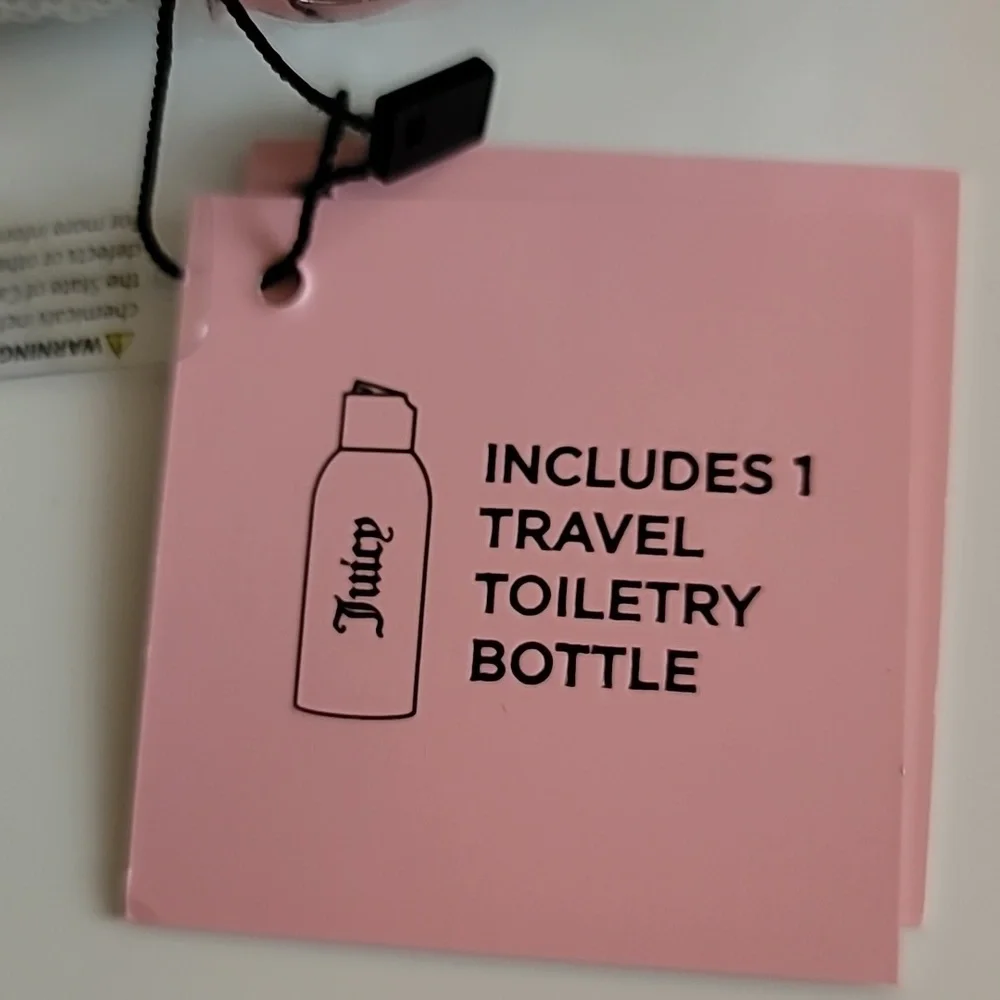 Juicy Couture Silver Sequins Zippered Cosmetic Bag with Small Toiletry Bottle - Picture 3 of 10
